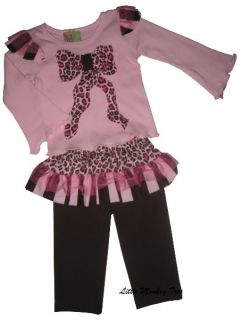 Baby Infant Girl Twirls Twigs Pink Tutu Leopard Outfit Clothing Set 3 6 MO