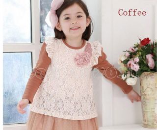 New Kids Toddlers Lovely Girls Long Sleeve Flower Princess Tulle Dress Ages 3 8Y