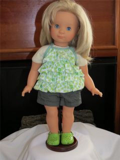 Clothes to Fit American Girl or Bitty Baby Doll Cute Green Shorts Set w Shoes