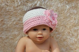 New Cotton Handmade Baby Girl Flower Knit Hat Newborn Baby Photo Prop 0 1Year