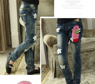 New Children Clothing Sweet Girls Cute Animal Snow Patch Jeans Trousers Sz3 8Y