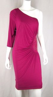 Baby Phat New Purple Sequined One Shoulder Knit Ruched Cocktail Dress Plus 1x
