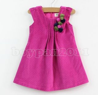 New Kids Toddlers Cotton Girls Red Blue Princess Mini Dress Shirt Top sz2 7Y