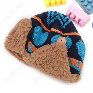 Baby Girls Boys Cute Winter Warm Knit Crochet Beanie Earflap Hat Helmet 4 Colors