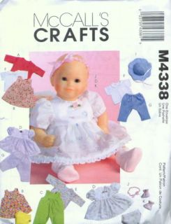 M4338 Baby Doll Clothes Pattern McCalls Jacket Panties Booties Free US SHIP