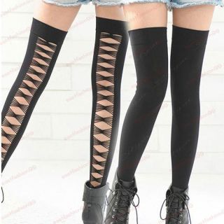Sexy Ladies Thigh High Black Stockings Hold Up Opaque Seam Hosiery Fashion New