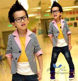 New Kids Clothing Cool Boys Classical Stripe Suit Tops Coats Jackets sz2 7Y