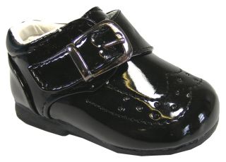 New Baby Toddler Boys Black Velcro Christening Wedding Shoes Sz Size 0 1 2 3 4 5