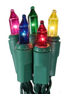 Set of 20 Battery Operated Multi Color Mini Christmas Lights Green Wire