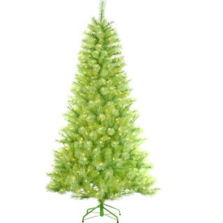 7 5' Pre Lit Lime Green Cashmere Pine Artificial Christmas Tree Green Lights