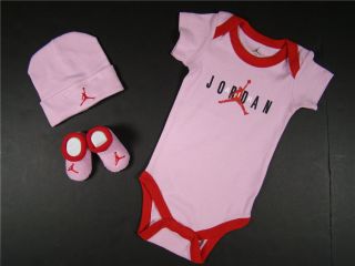 Nike Jordan BNWT Baby Girls Pink 3 PC Outfit Gift Set 0 6 Months Size 0000 00