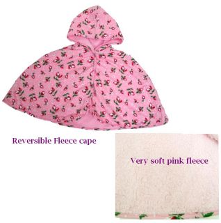 Princess Baby Girl Pink Strawberry Cape Poncho Hoodie Coat Jacket Fleece Layer