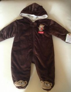 Carters Baby Boy Clothes Outwear Pram Snowsuit Brown Teddy Bear 3 Months
