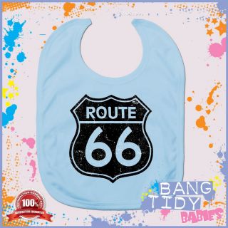 Route 66 Baby Bib American Highway Hot Rat Rod Retro Muscle Car Harley Biker
