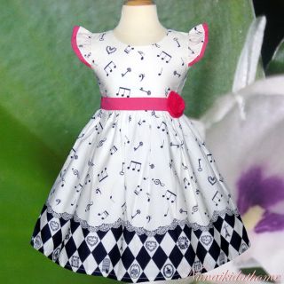 Music White Clothes Birthday Summer Party Baby Girls Dress Size 6T