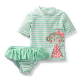 Carters Baby Girl Clothes Swimwear Swimsuit Green Monkey 12 18 24 Months