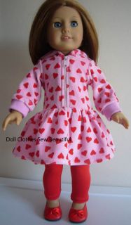 Doll Clothes Fit American Girl 3 PC Valentine's Day Set