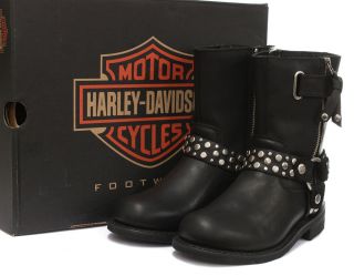 New Harley Davidson Vada Black Womens Cowboy Biker Boots Size UK 4 EU 37