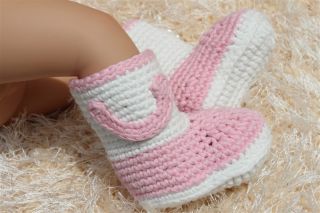 Cute Handmade Knit Crochet Cowboy Flower Baby Boots Shoes Newborn Photo Prop