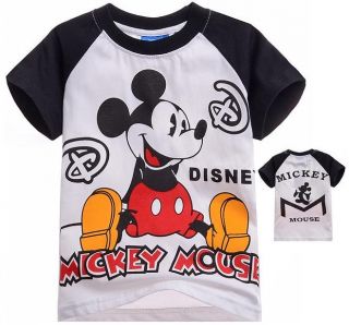 New Kids Boys Girls Funny Mickey Mouse Short Sleeve Tops T Shirts 7 8 Years 140