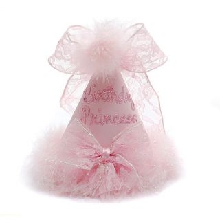 Boutique Baby Girls Pink Bow Marabou Birthday Princess Party Hat