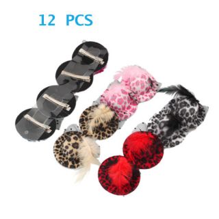 6 Pairbeautiful Hot Sale Feather Leopard Print Hair Clip Mini Top Hat New