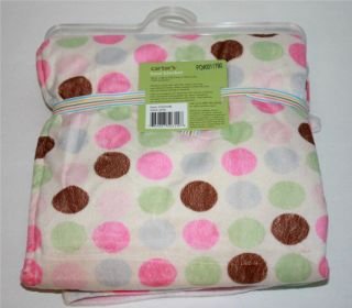 Carters Pink Newborn Baby Girl Knot Blanket Velour Polka Dot Large 30x40