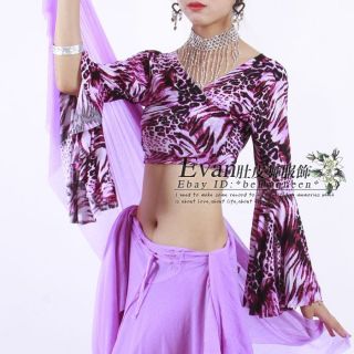 New Belly Dance Costume Flared Sleeve Flowers Bra Top
