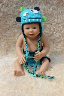 Lovely Handmade Monster Fantastic Animal Newborn Baby Knit Hat Nappy Photo Prop