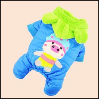 Warm Cute Pig Pet Dog Clothes Costume Glossy Velvet Inside Jumpsuit XS s M L XL