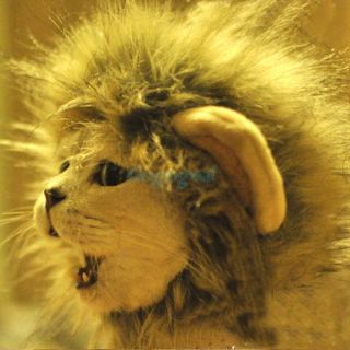 Pet Cat Brown Lion Mane Wig Clothes Puppy Halloween Fancy Dress Costume Outfit