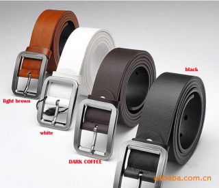 New Leather Waist Belt Snap on Removable Roller Buckle Solid Men Belt