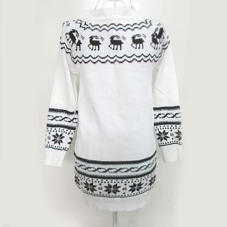 Soft Girl Women Knit Sweater Mini Dress Pullover Jumper Top Snowflake Deer Print