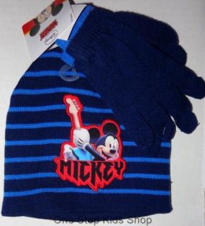Mickey or Minnie Mouse Toddler Hat Gloves Winter Set Cap Beanie Mittens Disney