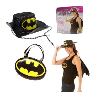 Official Rubies Batgirl Fancy Dress Costume Top with Cape Hand Bag and Hat