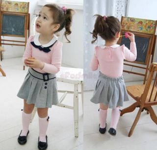 Girl Clothes Baby Dress Tutu Long Sleeve Pink Top Gray Skirt Outfits 1 6 Years