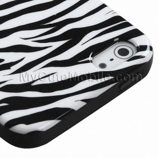 Apple iPhone 5 iPhone 5S Case Black Zebra Durable Soft Plastic TPU Skin Pouch