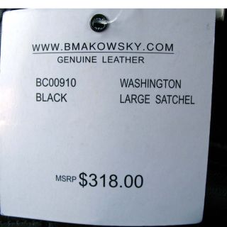 B Makowsky Black Leather Bag Big Satchel Washington