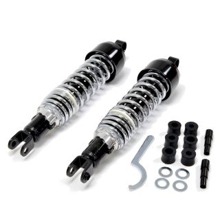 Japanese Cafe Classic Motorcycle Rear Shocks Eye to Clevis 340mm Black Chrome
