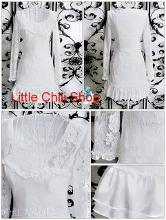 Kawaii Fashion Dolly Sweet Lolita Cute Princess Women White Flowers Lace Dress