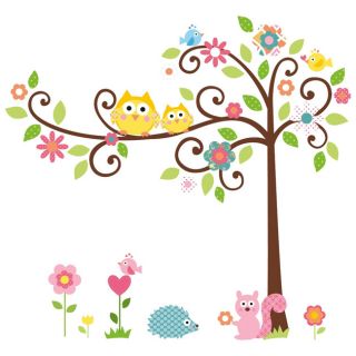 Owl Tree Animal Wall Sticker Decal Removable Kids Children Nursery Baby Bedroom