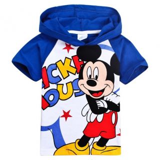 2014 Kids Boys Girls Mickey Mouse Short Sleeve Hoodies T Shirts 120 4 5years