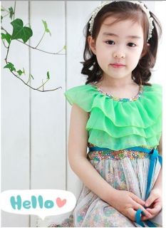 Casual Girls Toddler Kids Floral Printed Chiffon Tulle Dress Princess Skirt 3 4Y