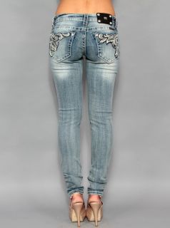 Womens Miss Me JP5614S Antique Leather Embroidery Skinny Jeans 28