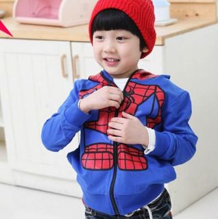 T132 Cool Boys Kids Spider Man Costume Hoodie Tops Coat Jumper 5 Sizes New