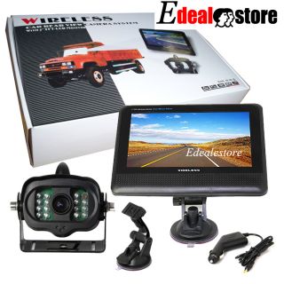 2 4G Wireless License 7" LCD Monitor Back Up Reverse Car Rear View Camera Kit