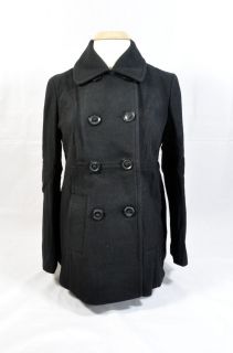Amazing New $135 Motherhood Maternity Black Wool Pea Coat Jacket s M XL
