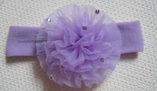 9 New Baby Girl Soft Fabric Headbands with Flower Wholesale Lot Hair Bow Stone
