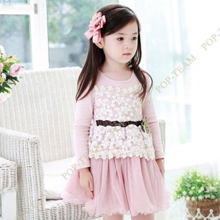 Kids Girls Clothes Bowtie Lace Ruffle Party Princess Dress Tutu Skirt 2 7Y FT144