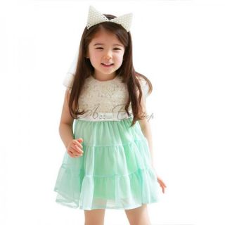 Baby Girls Kids Princess Party Rose Lace Bow Summer Chiffon Dress Clothes 2T 6
